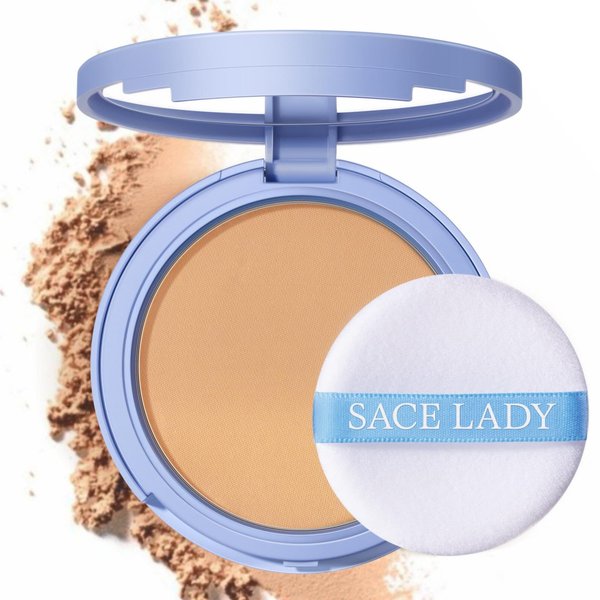 SACE LADY Face Pressed Powder Sets Makeup, Controls Shine, Smooth Fine Lines for Flawless Lightweight Finishing Effect, Long Lasting Compact Cosmetics Cruelty-free, 0.35oz