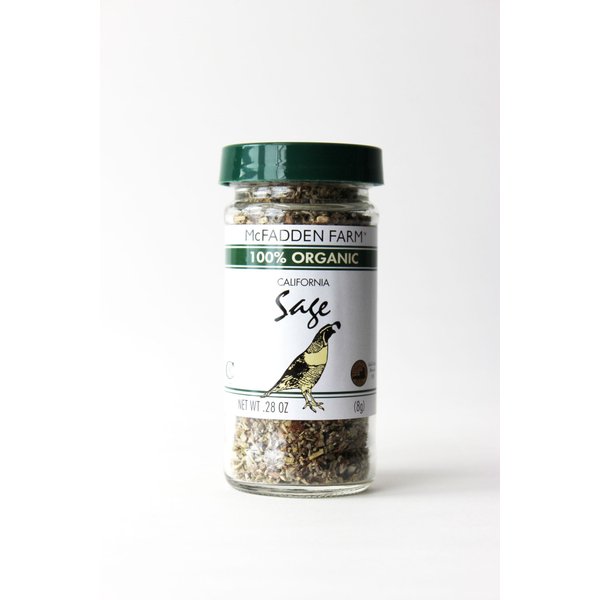 McFadden Farm Organic Sage, Dried Herb, Grown and packed in the U.S.A, 0.28 oz in glass jar