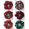6pcs Christmas Scrunchies for Hair Scrunchie Holder Ponytail Elastics Hair Ties Hair Bands Winter Snowflake Cloth Plaid Checkered Pattern Soft Cute Scrunchy Pack for Girls Women Red Green