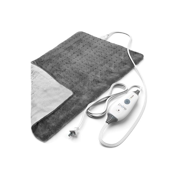 Pure Enrichment® PureRelief® Deluxe Heating Pad (12" x 24"), Full Body Therapy Pad with 4 InstaHeat™ Settings, Soft Machine-Washable Microplush Fabric and 2-Hour Auto Safety Shut-Off (Gray)