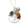 Seven Chakra Tree Multicolored Essential Oil Diffuser Necklace- 24" Long