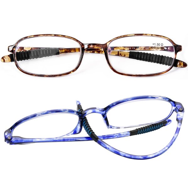 AQWANO Blue Light Blocking Computer Reading Glasses, TR90 Flexible Unbreakable Frame Lightweight UV Protection Readers for Women Men +2.0