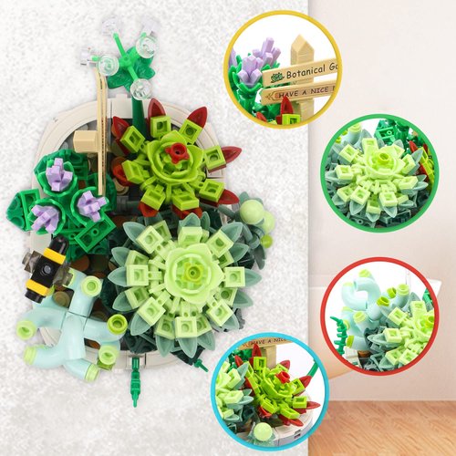 MEIEST Mini Building Blocks Succulent Plant Bonsai Model Set,Creative DIY Simulation Particle Flower Botanical Collection Construction Building Bricks Toy for Kids Adult Home Decor