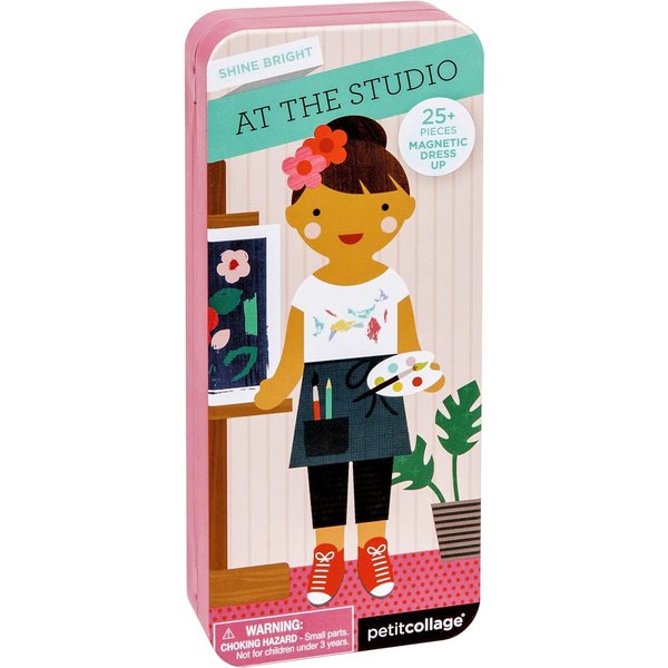 Petit Collage Shine Bright Magnetic Dress Up At The Studio – Magnetic Game Board with Mix and Match Magnetic Pieces, Ideal for Ages 3+ – Includes 2 Scenes and 25 Creative Magnetic Pieces