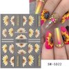 5D Engraved Sunflower Nail Art Stickers Yellow Black Floral Flower Acrylic Embossed Sliders Summer Nail Decals Manicure Decoration for Women Girls Nails Painting Charms Accessories