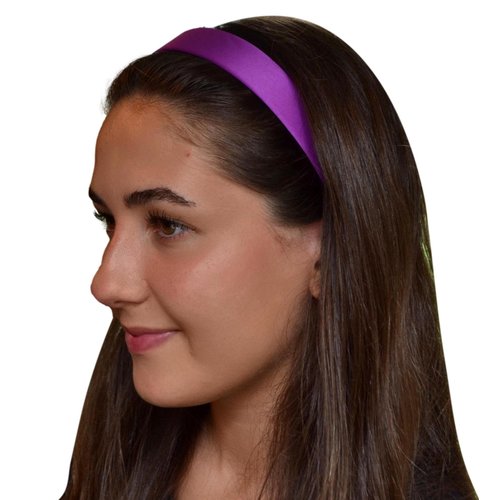 Funny Girl Designs Satin Headband SET OF 6 1 Inch wide Satin Fabric Lined Arch Style Headbands (PURPLE)