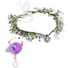 ROCTADA Flower Crown, Purple Fairy Headpiece Renaissance Accessories, Handmade Wedding Bridal Baby Shower Party Decorations Including bracelet