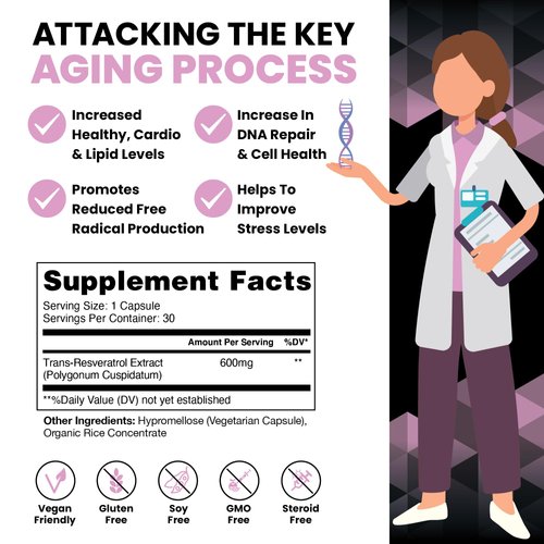 HPN S(9) Sirtuin Booster Ultra Pure Trans Resveratrol Healthy Aging Antioxidant Supplement, High Performance Nutrition, 30 Capsules