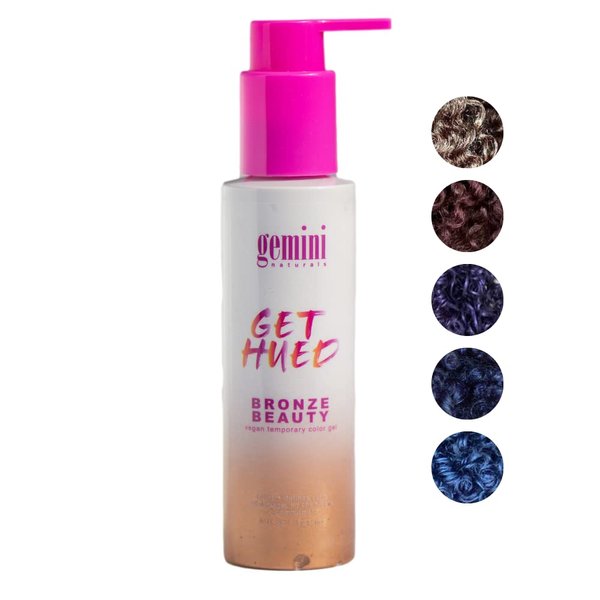 Gemini Naturals Get Hued Vegan Temporary Hair Color Gel for Curly Hair Bronze Beauty 4.1 oz