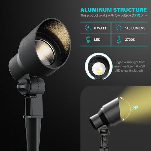 Malibu 6 Watt LED Floodlight, Landscape Lighting Outdoor Spotlight Waterproof Lighting for Driveway, Yard, Lawn, Flood, Garden, Outdoor Lighting