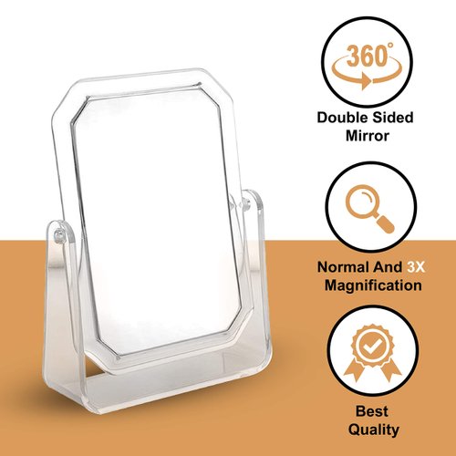 Double Sided Mirror for Makeup - 1X & 3X Magnifying Makeup Mirror with Stand - Table Mirror for Makeup - Small Mirror for Desk Vanity Mirror