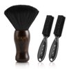 NICEMOVIC 3 IN 1 Barber Neck Duster Brush Set, Professional Barber Accessories Cleaning Supplies, Duster Nylon Brush Hair Cutting Styling Brush Tool (Brown&Black)