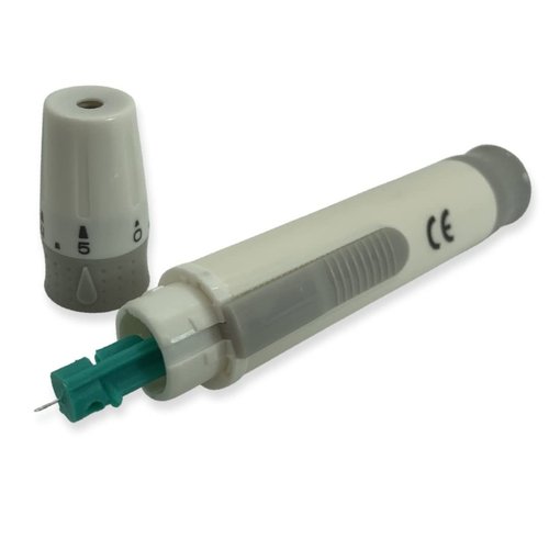 One Step Lancing Device Pen, 5 Depth Settings, Less Pain Design, Blood Sampling Pen, Accurate Blood Sample, suitable for all Twist Top Lancets, Blood Sugar Level Monitoring Glucose Testing