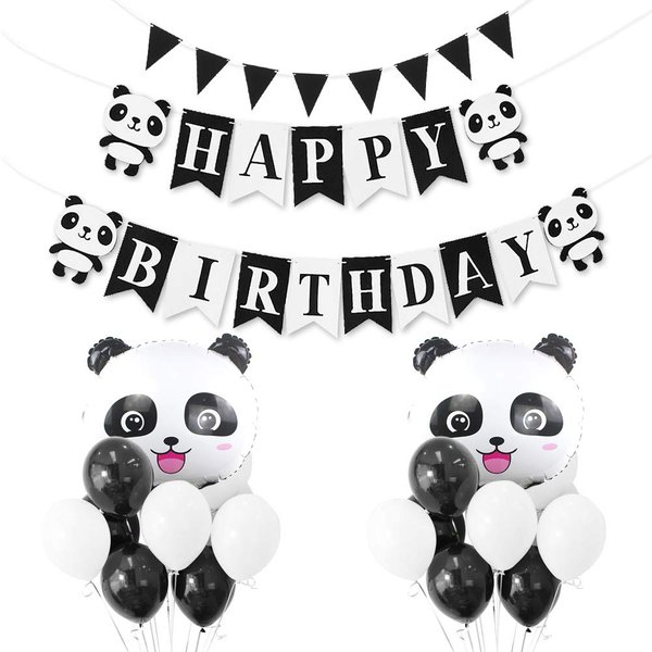 Birthday Party Decorations Supplies,Panda Themes HAPPY BIRTHDAY Banner and Aluminum Foil Balloons,Latex Balloons for Children Birthday Party Kids Nursery Bedroom Decor
