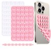 2 pcs Silicone Double Sided Suction Phone Case Detachable Mount,Silicon Phone Stand Sticky Grip for iPhone and Android, Hands-Free Phone Accessories for Selfies and Videos（Light Pink & Transparent）