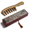 Moreinday Wooden Comb Massage Comb Scalp Massager Wide Tooth Wood Comb for Women Men - Green Case