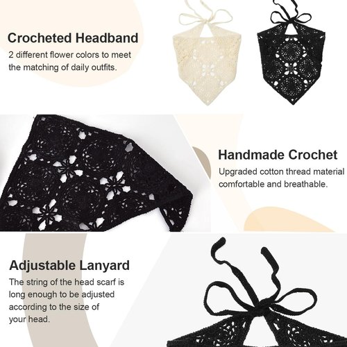 ZURLEFY Black Hair Scarf Bandanas for Women, Khaki Bandana Headband for Womens Headbands Mesh Hair Scarves Lightweight Head Scarf Hair Accessories (59H-05)