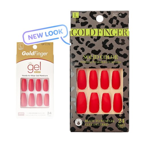 GoldFinger Press On Nails Full Cover Bold Red Color Matt Finish Nails Glue On Long Fake Nails with Glue, Long Lasting, Sturdy,