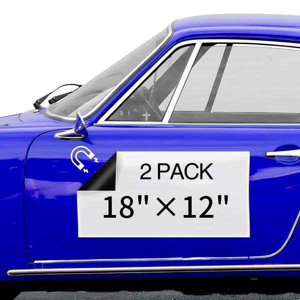 CUHIOY Blank Magnetic Sheets for Car -2 Pack 18"x12" Strong Magnet Stickers with 40 Mils, Flexible Automotive Magnet for Advertising Business and Company Logos (for HOA) Prevent Car Scratches & Dents
