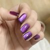 Glitter Bling Crystal Press on Nails Square Short False Nails Purple Glitter Design Full Cover Stick on Nails Glossy Acrylic Nails Reusable Gradient Solid Color Fake Nails For Women Daily Wear 24Pcs