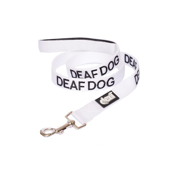 DEAF DOG White Color Coded 2 4 6 Foot Padded Dog Leash (No/Limited Hearing) PREVENTS Accidents By Warning Others of Your Dog in Advance (Standard Leash)