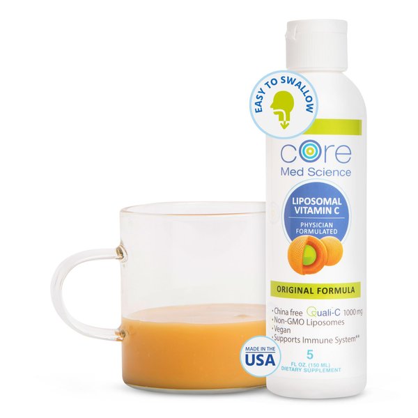 Core Med Science Liposomal Vitamin C 1000mg Liquid - Original Formula, 5 Fl Oz - Natural Liposomal Vitamin C Supplement Non-GMO - Immune System Booster for Adults - Supports Collagen Formation