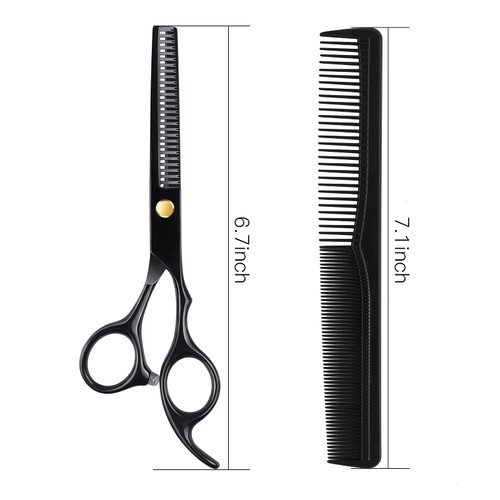 Thinning Shears Thinning Scissors 6.7 Inch Stainless Steel Hair Cutting Scissors Professional Haircut Trimming Texturizing Blending Barber Home Use Hairdressing Scissors for Women Men Kids(Black)