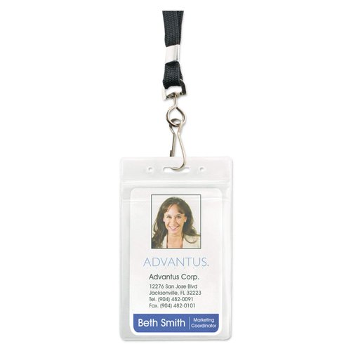 ADVANTUS Vertical Badge Holder/Deluxe 36" Lanyard Combo Pack, 2.58" x 3.75" Insert Size, 20 per Pack (91131)