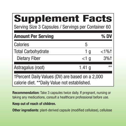 Nature's Way Astragalus Root - Astragalus Root Herbal Supplement - Traditional Immune Support* - Non-GMO Project Verified - Gluten & Dairy-Free - 180 Vegan Capsules