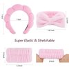 VELSCRUN 6 Pack Spa Headband, Makeup Headband, Face Wash Headband, Skincare Headbands, Pink Sponge Hair Band Bow Tie Spa Headband for Washing Face Wristband Set Hair Accessories for Women Girls Gifts