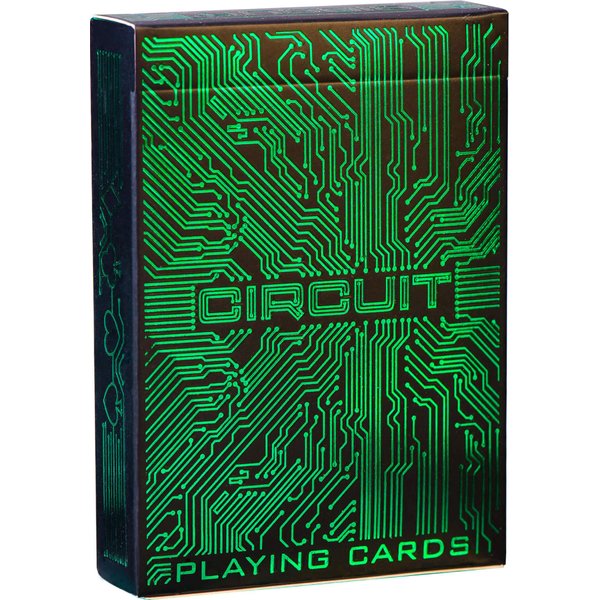 Circuit Neon Green Playing Cards with Free Card Game eBook, Creative Deck of Cards, Premium Card Deck, Cool Poker Cards, Unique Bright Colors for Kids & Adults, Computer Themed, Black Playing Cards