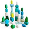VigorFun Stacking Rocks 36 Pcs Wooden Balancing Stones Toy Set, Safe Material Montessori Stacking Game for Toddlers, Educational Wooden Stacking Rocks for Kids (Green)