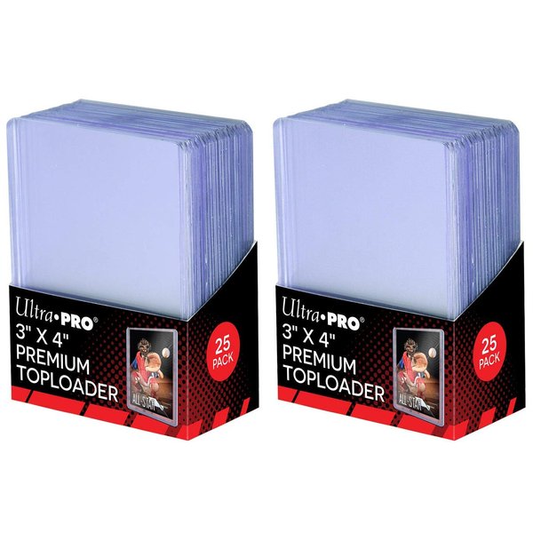 Ultra Pro 3" x 4" Super Clear Premium Toploader Card Protector | 25-Count per Pack | 2-Packs