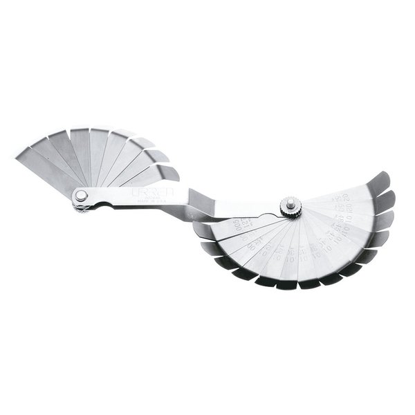 URREA 26-Blade Feeler Gauge Set - 0.005-0.030 Offset 45 Degree Measuring Tool with Compact Design & Stainless Steel Construction - 002645