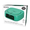 Jensen Teal Modern Home Audio CD Player Tabletop Stereo Dual Alarm Clock Digital FM Radio | Top-Loading CD/MP3/WMA Player | USB Charging Port 2.1A | Headphone Jack | 0.9 Display Green LED (Renewed)