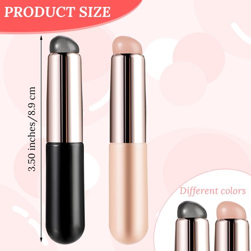 Dimeho Ombre Brush Nail Art, 2 Pcs Silicone Chrome Applicator for Nails Reuable Nail Gradient Brush Jelly Head Nail Brush Silicone Gel Nails Art Applicator for Concealer Lipstick DIY Manicure Tool