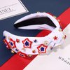 NVENF 4th of July Headbands, American Flag Star Headband Pearl Crystal Rhinestone Knotted Headbands Patriotic 4th of July Accessories Outfits for Women Holiday Gifts (Star F-White)