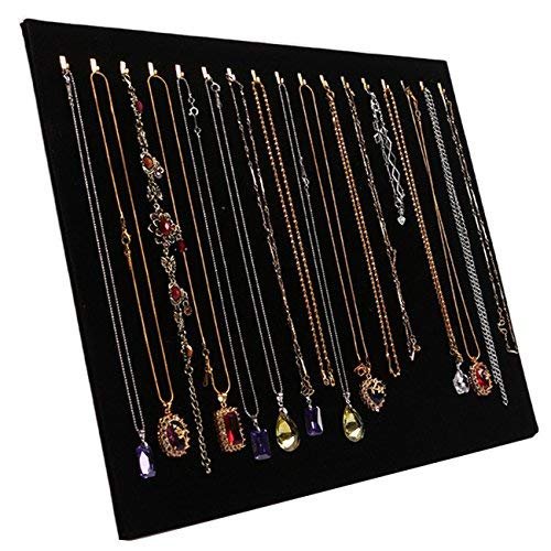 Tinsow 14.7"x12" 17 Hook Necklace Jewelry Tray/Display Organizer/Pad/Showcase/Display case