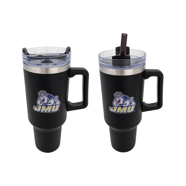 Desert Cactus James Madison University Dukes JMU Large Insulated Stainless Steel with Handle Lid Straw Reusable Double Walled Cup Hot Cold Drinkware Laser Etched (40oz Ounce Rally Tumbler Design C)