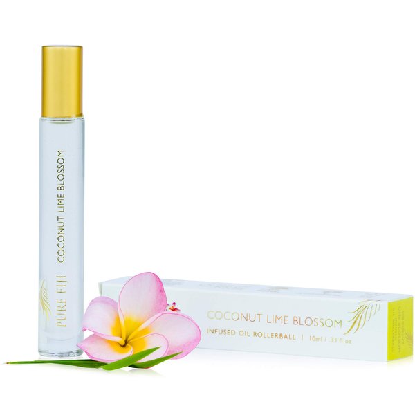 PURE FIJI Infused Oil Rollerball - Essential Oil Roller Bottles Pure Travel Essentials, Natural Oils Roll On-for Aromatherapy, Kids, Children, Adults - Coconut Lime Blossom, 0.33oz