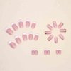 Foccna French Tip Press on Nails Medium LOVE Fake Nails Square Bling Glossy White False Nail Tips Artificial Finger Manicure for Women and Girls,24pcs