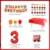 Fire Truck 3rd Birthday Decorations, Firemen Firefighter Party Supplies with Sound the Alarm I’m 3 Cake Topper, Happy Birthday Banner, Fire Truck Balloons, Tablecloth, Fire Engine Decor Boy