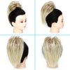 YOLANFAIRY Messy Bun Hair Piece Claw Clip in Hair Buns Hair Piece for Women Straight Short High Ponytail Extension Tousled Updo Faux Hair Bun Scrunchies for Girls (Dirty Blonde Mix Blonde)