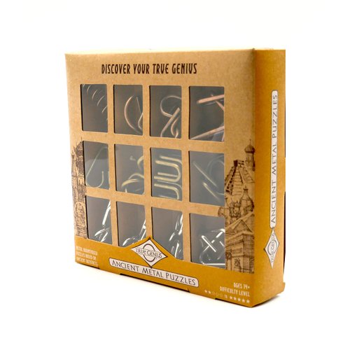 Project Genius- 12pc Ancient Metal Assortment, Metal Puzzle, Assembly Puzzle, Disassembly Puzzle, Brain Teaser, 3D Puzzle