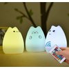 Cat Lamp, NeoJoy Remote Control Silicone Kitty Night Light for Kids Toddler Baby Girls Rechargeable Cute Kawaii Nightlight , White , 4 Piece Set