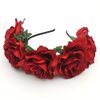 Bodermincer Women Rose Flowers Hairband Branch Wedding Wreath Headband Crown (Dark Red)