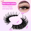 7 Pairs Manga Lashes Wet Look 18mm Flu-ffy D Curl Lashes Cat-Eye Lashes Volume Spiky Lashes Wispy Fairy Lashes Faux Mink False Eyelashes Japanese Korean Lashes(SJ02)