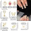 RODAKY 40PCS Butterfly Nail Charms Gold 3D Alloy Butterfly Nail Art Charms Dangle Heart Charms for Nail Multi Style Nail Gems Rhinestone Luxury Nail Decoration for Manicure Design