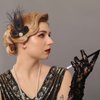 GORTIN 1920s Flapper Feather Hair Clip Great Gatsby Feather Headband Black Peacock Feather Headpiece Rhiestone Head Band Art Deco Headwear Party Prom Flapper Hair Accessories For Women and Girls
