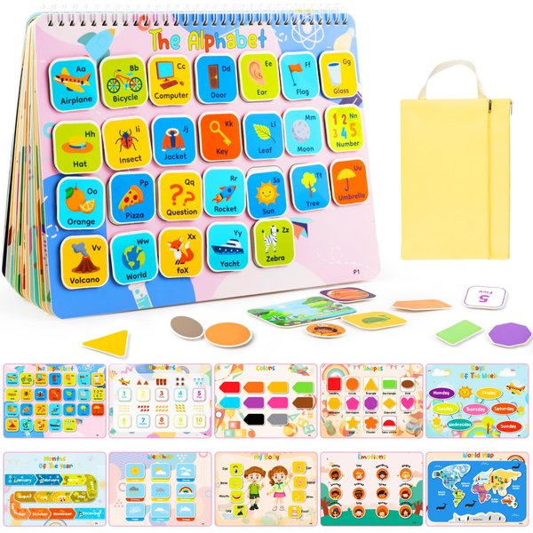 Foayex Montessori Kids Books Ages 3-5 Preschool Learning Toddler Activities - Educational Toys Autism Learning Materials - Travel Sensory Toys for 3 4 5 Year Old Girls - Children Birthday Gifts